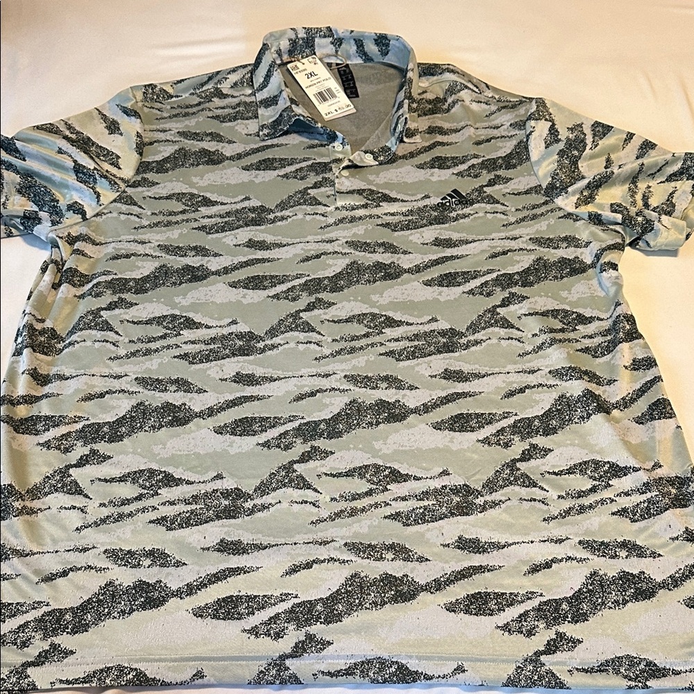 adidas Gray and Black Patterned Polo Shirt